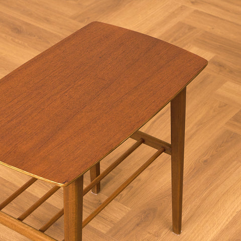 Swedish side table in teak and beech