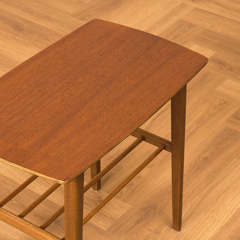 Swedish side table in teak and beech
