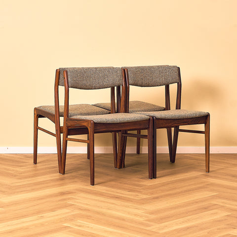 Danish dining chairs in solid Santos rosewood by N&K Bungaard Rasmussen for Thorsø Møbelfabrik