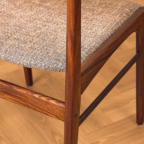 Danish dining chairs in solid Santos rosewood by N&K Bungaard Rasmussen for Thorsø Møbelfabrik