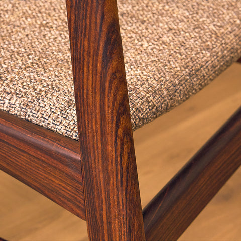 Danish dining chairs in solid Santos rosewood by N&K Bungaard Rasmussen for Thorsø Møbelfabrik