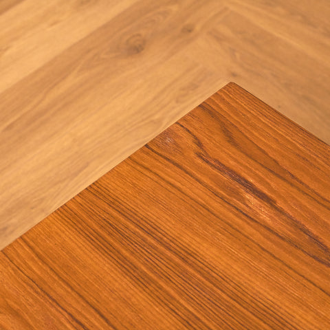 Swedish side table in teak and beech
