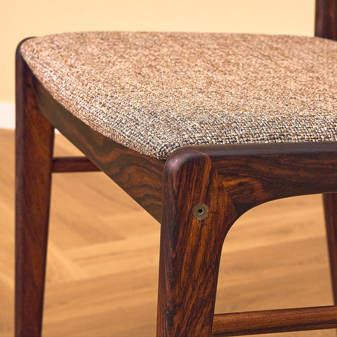 Danish dining chairs in solid Santos rosewood by N&K Bungaard Rasmussen for Thorsø Møbelfabrik