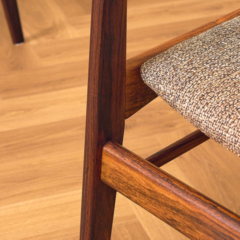 Danish dining chairs in solid Santos rosewood by N&K Bungaard Rasmussen for Thorsø Møbelfabrik