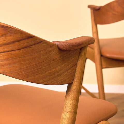 Danish dining chairs in teak and oak, model 32 by Kai Kristiansen for Korup Stolefabrik
