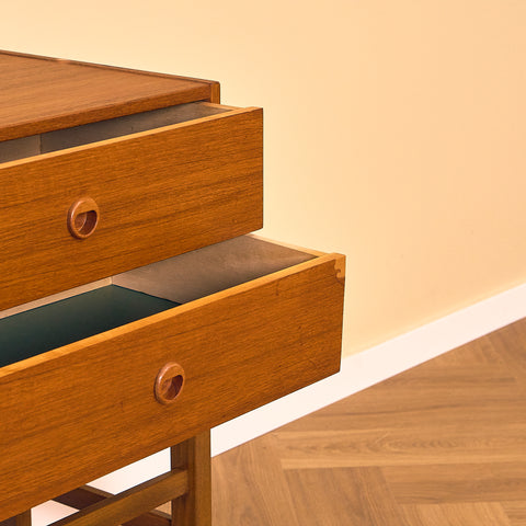 Swedish small chest of drawers in teak and beech