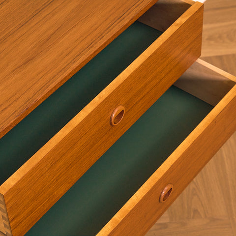 Swedish small chest of drawers in teak and beech