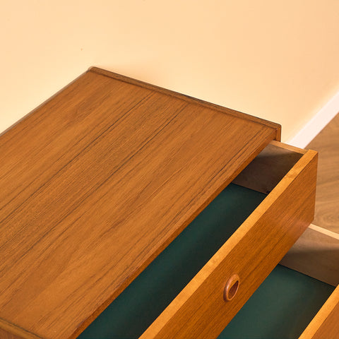 Swedish small chest of drawers in teak and beech