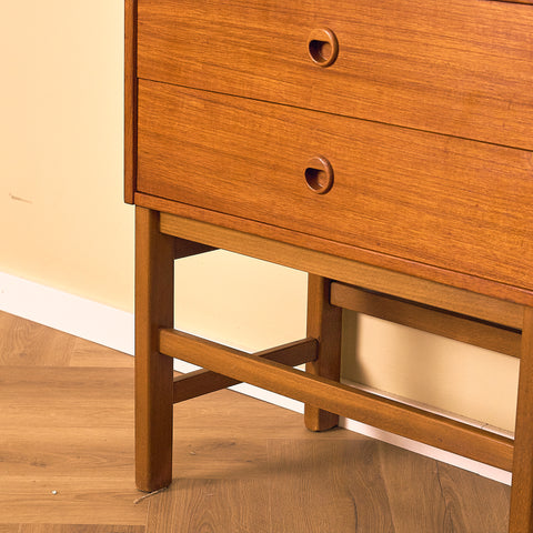 Swedish small chest of drawers in teak and beech
