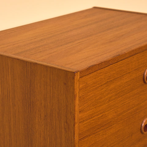 Swedish small chest of drawers in teak and beech