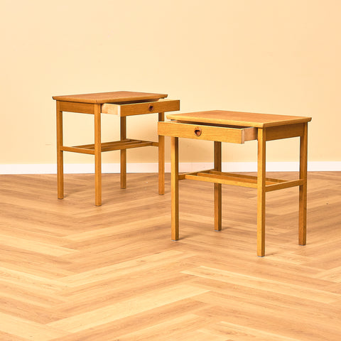 Swedish bedside table in teak and oak