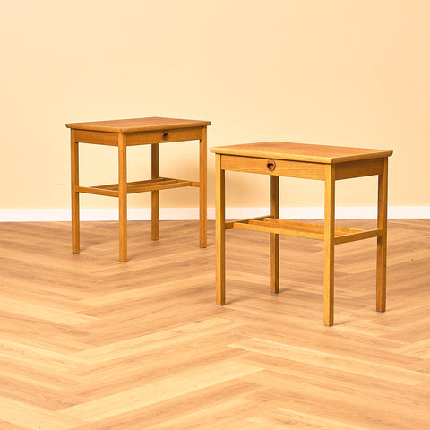 Swedish bedside table in teak and oak