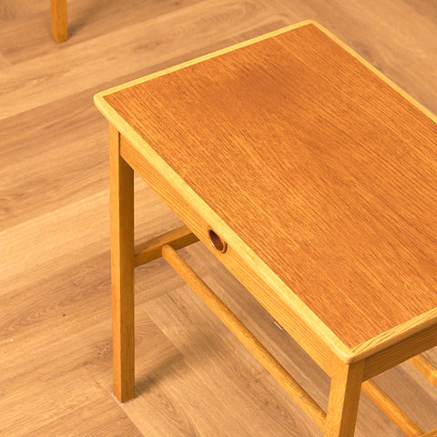 Swedish bedside table in teak and oak