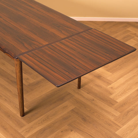 Danish dining table in Santos rosewood and beech