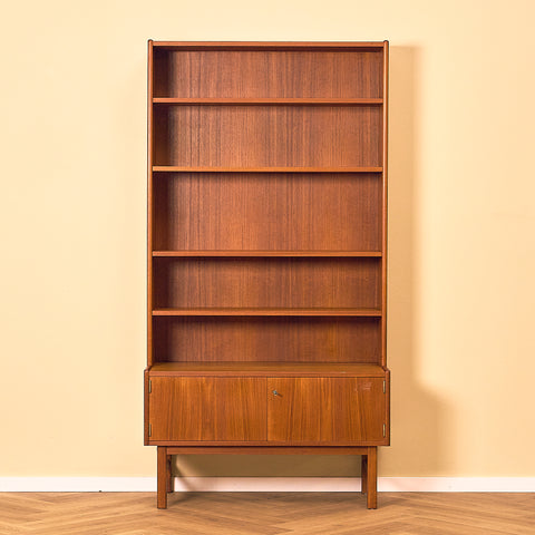 Swedish Teak Bookshelf with Lower Cabinet