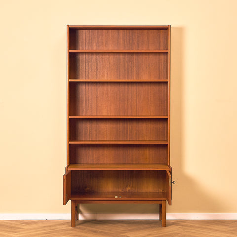 Swedish Teak Bookshelf with Lower Cabinet