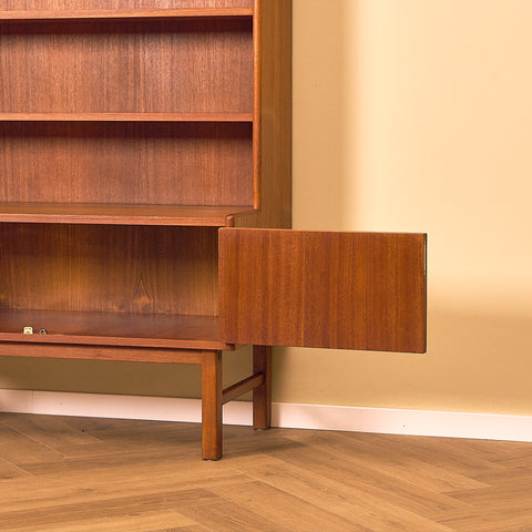 Swedish Teak Bookshelf with Lower Cabinet