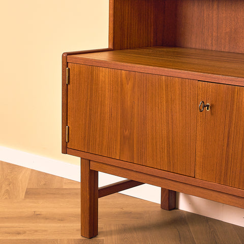 Swedish Teak Bookshelf with Lower Cabinet