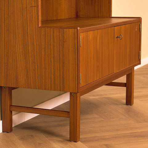Swedish Teak Bookshelf with Lower Cabinet