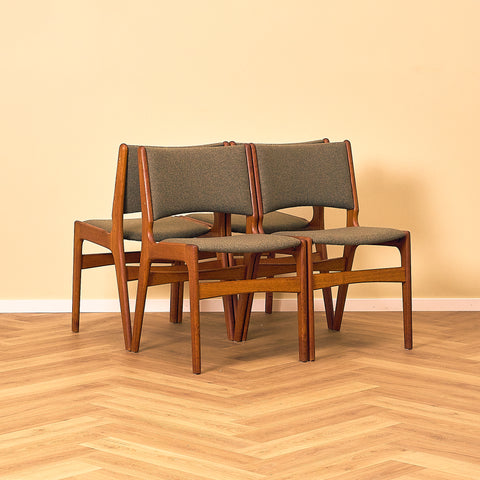 A rare set of Danish dining chairs in teak by Erik Buch for Anderstrup Møbelfabrik, model 89