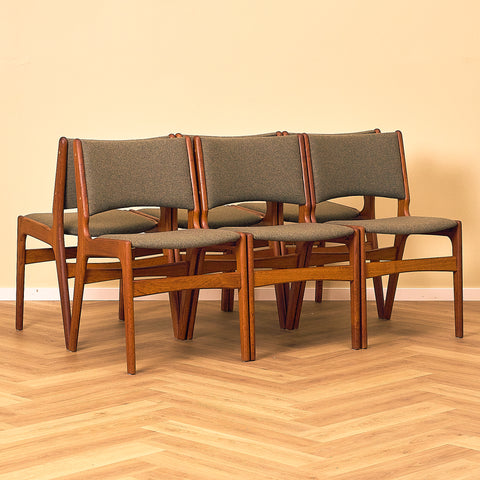 A rare set of Danish dining chairs in teak by Erik Buch for Anderstrup Møbelfabrik, model 89