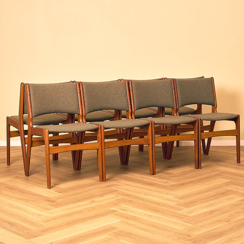 A rare set of Danish dining chairs in teak by Erik Buch for Anderstrup Møbelfabrik, model 89