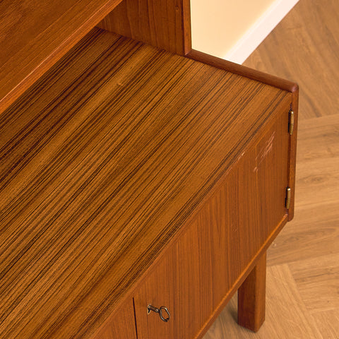 Swedish Teak Bookshelf with Lower Cabinet