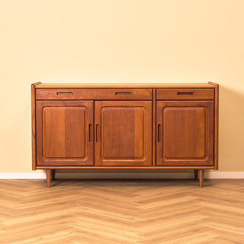 Danish Solid Teak Sideboard with Panelled Doors