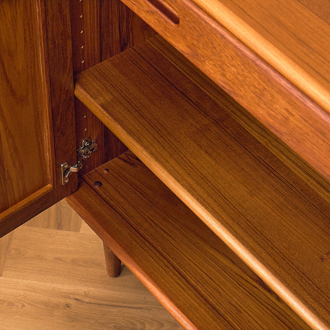 Danish Solid Teak Sideboard with Panelled Doors