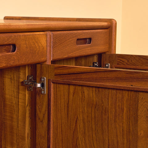 Danish Solid Teak Sideboard with Panelled Doors