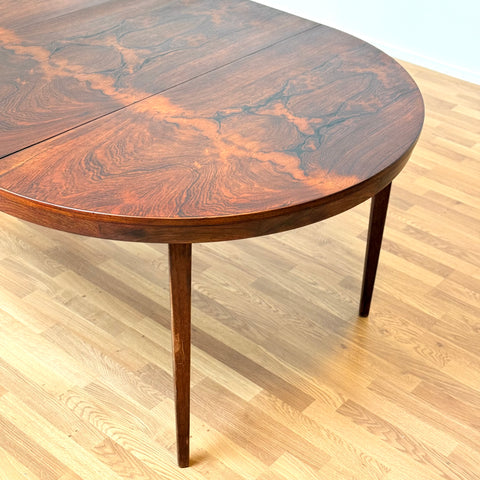 Round dining table in Santos rosewood with 1 ext., 1950s-60s, Denmark