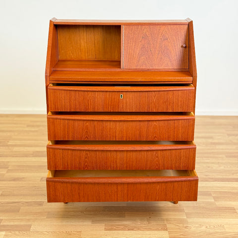 Mid Century Danish Teak Secretaire/ Make-Up Chest of Drawers, 1960s