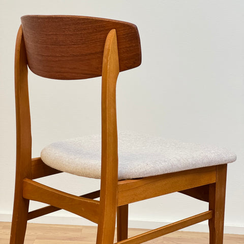 Set of 4 dining chairs, teak & beech