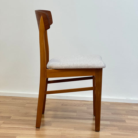 Set of 4 dining chairs, teak & beech