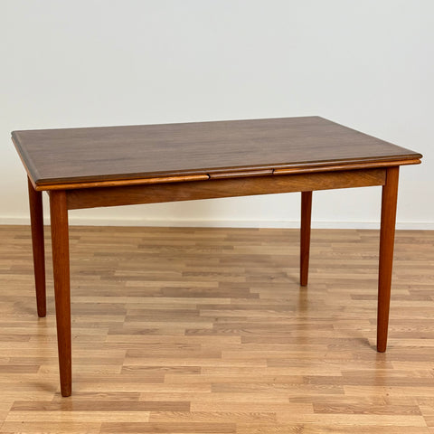 Dining table with 2 ext, Denmark, stained teak