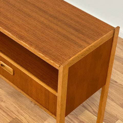 Hall table/bedside table in oak and teak