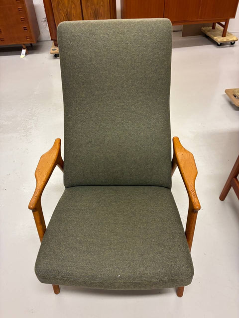 Swedish armchair with footstool in solid oak