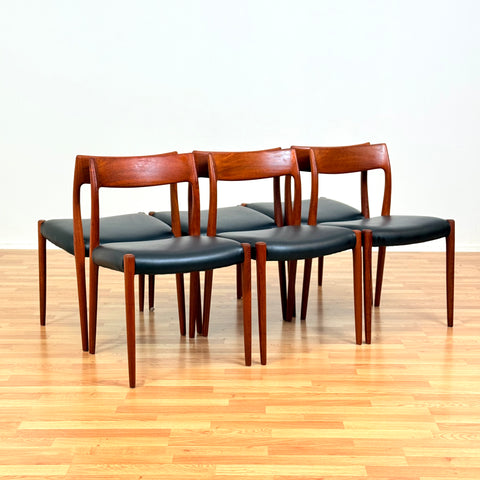 Danish dining chairs in solid teak by Niels Otto Møller, model 77