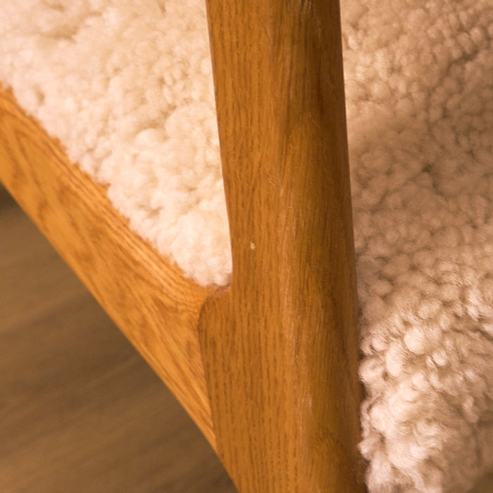 Oak Armchair with Sheepskin Upholstery, condition detail 1