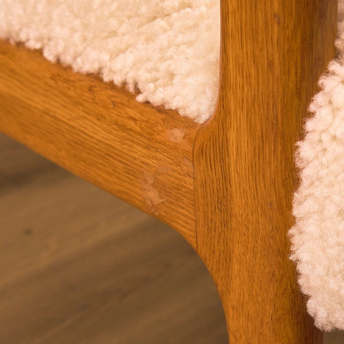 Oak Armchair with Sheepskin Upholstery, condition detail 2