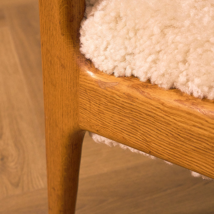 Oak Armchair with Sheepskin Upholstery, condition detail 3