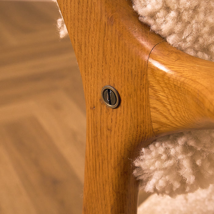 Oak Armchair with Sheepskin Upholstery, condition detail 4