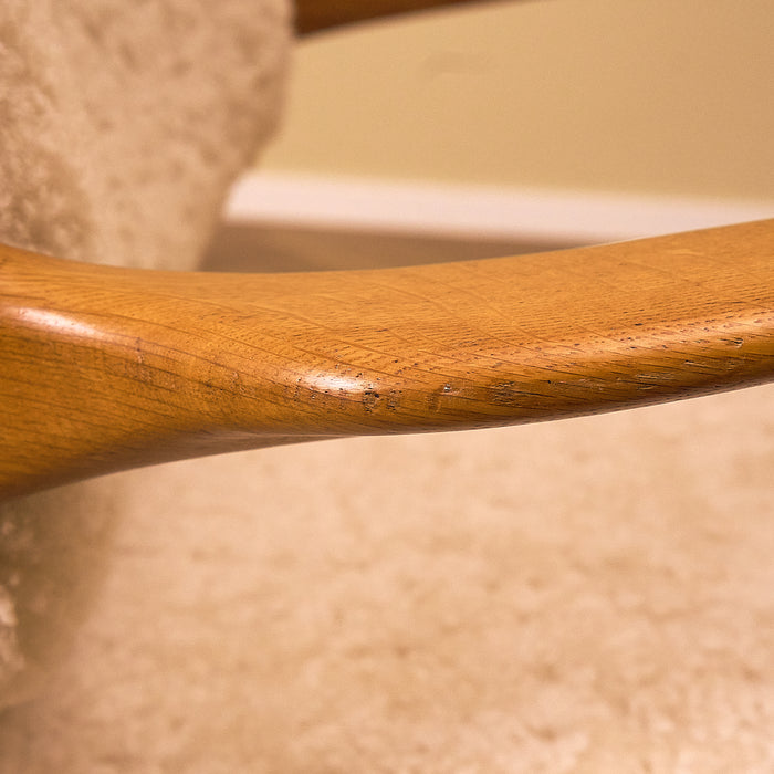 Oak Armchair with Sheepskin Upholstery, condition detail 6