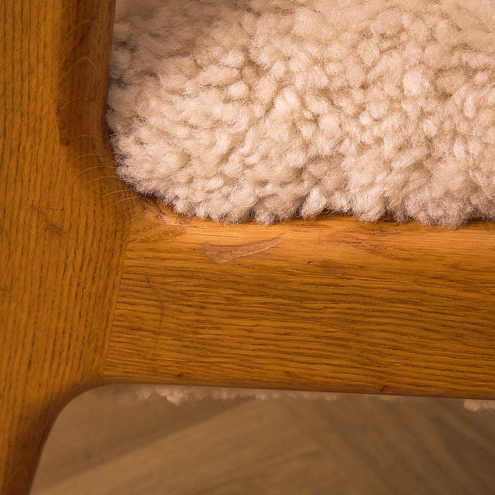 Oak Armchair with Sheepskin Upholstery, condition detail 7