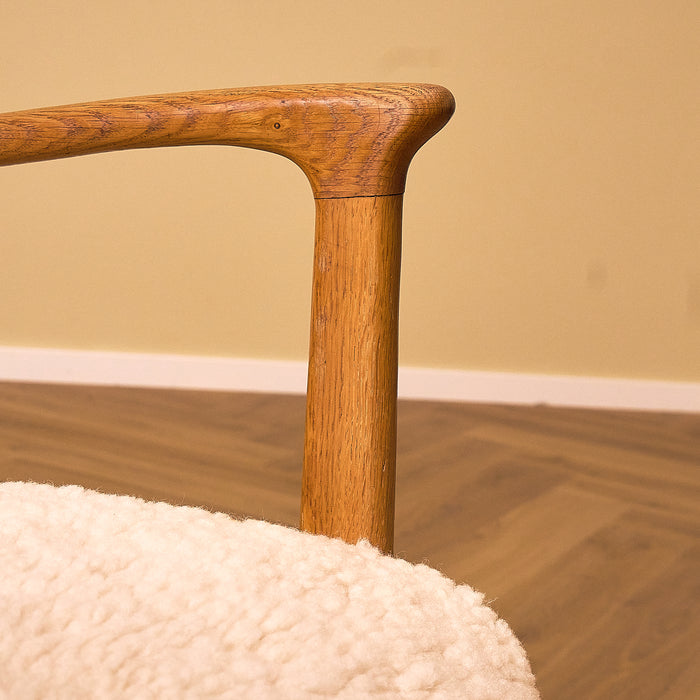 Oak Armchair with Sheepskin Upholstery, condition detail 14