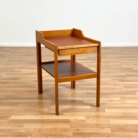 Bedside table in teak and beech by C.A. Acking for Bodafors, 1960s-70s, Sweden - Beyo Vintage