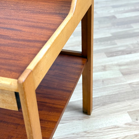 Bedside table in teak and beech by C.A. Acking for Bodafors, 1960s-70s, Sweden - Beyo Vintage