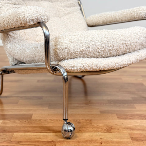 Chrome armchair in teddy, 1970s