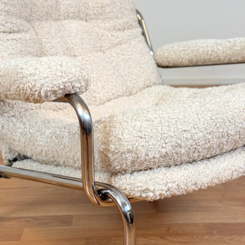 Chrome armchair in teddy, 1970s