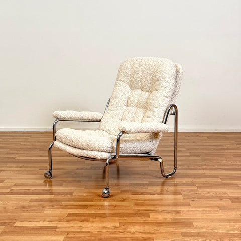 Chrome armchair in teddy, 1970s